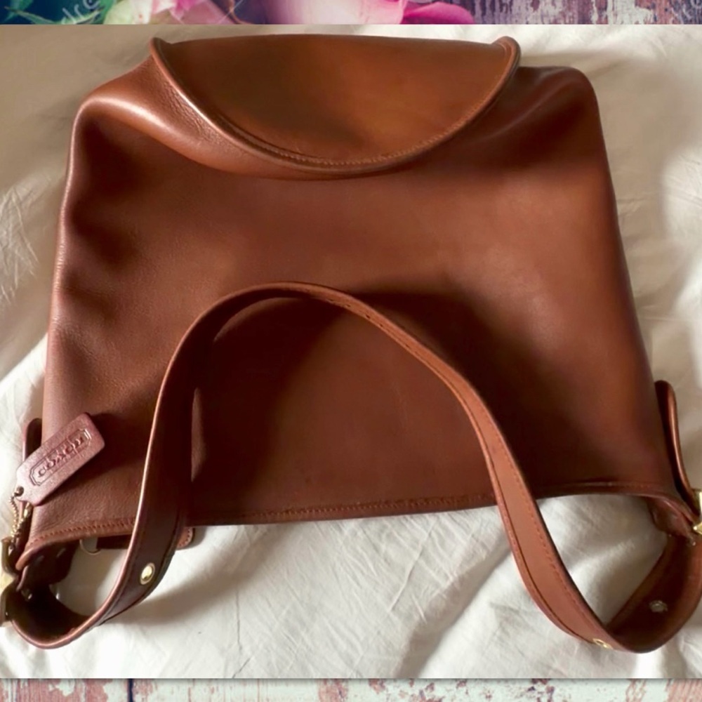 COACH BRITISH TAN LEATHER XL DUFFLE FEED SAC BUCKET BAG 9085 - Picture 14 of 17